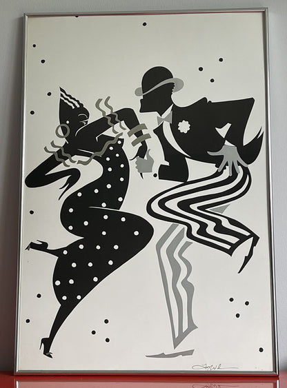 Harlem Art Deco Foil Serigraph Print Retro 1980s Ty Wilson Rhythm Signed Framed1