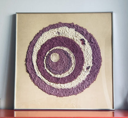 Cast Paper Monoprint Purple Mod Geometric Signed May Reisz 1970s 1980s Framed1