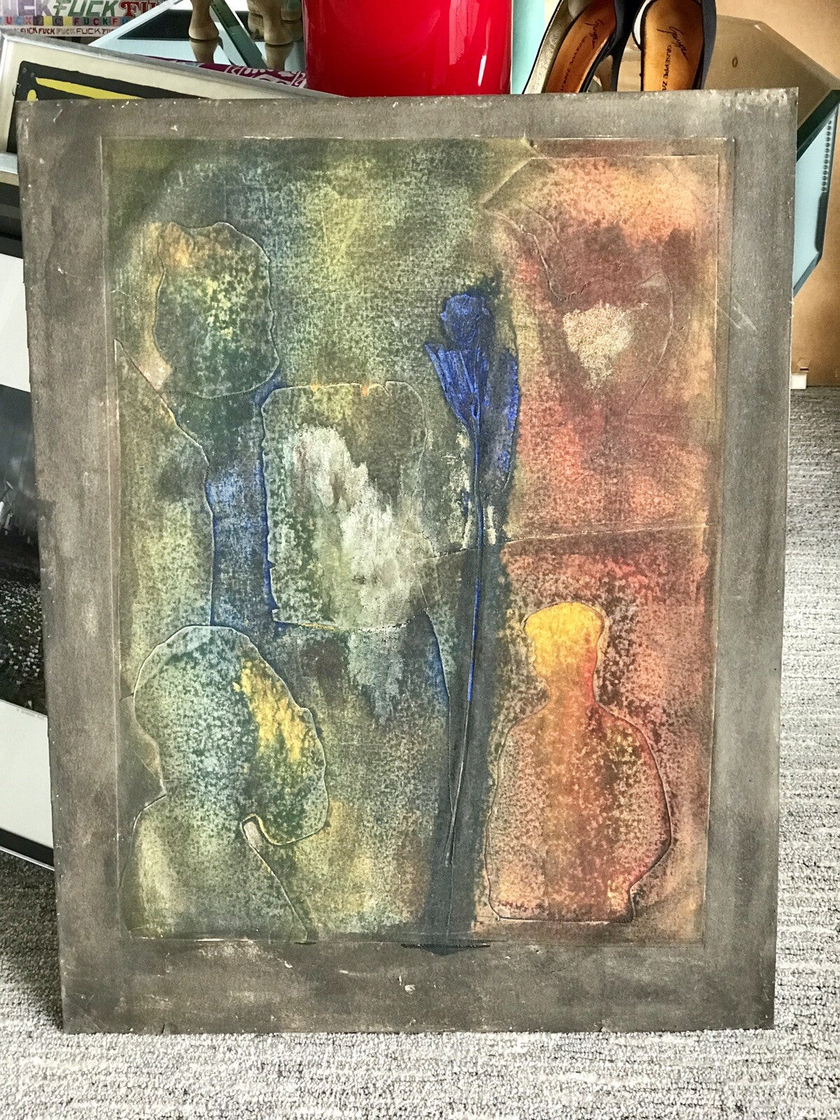 1993 Abstract MIXED MEDIA Oil on Paper Signed Print 22" x 28" Contemporary Art6