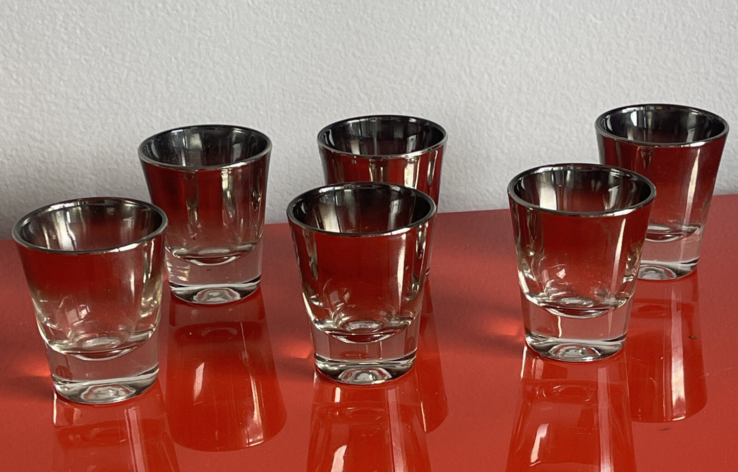 Silver Art Deco Style Cocktail Bar Set Vitreon Queens Lusterware 14pc Caddy GLAM3