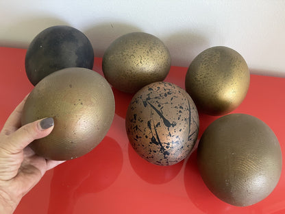 Hand Painted 6” Ostrich Egg Shells Contemporary Decor Set Of 6 Artist Signed0