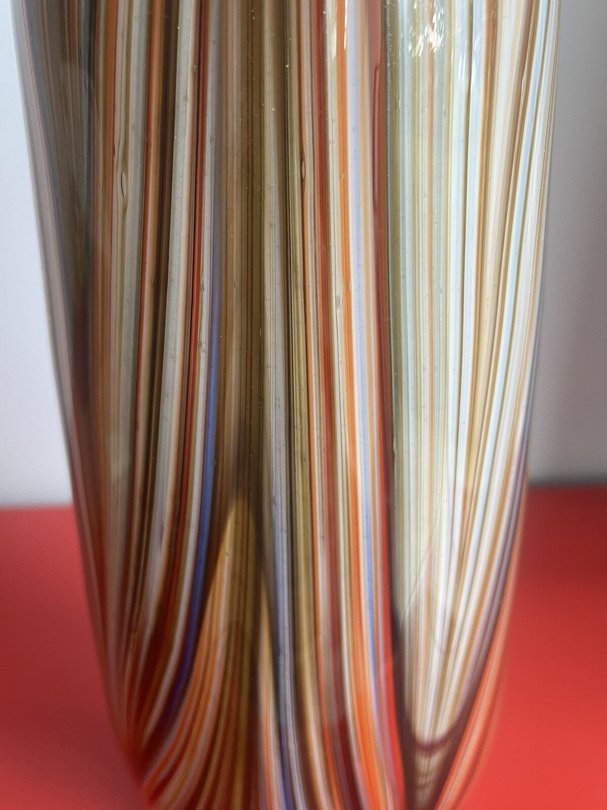 Older Venetian Murano Striped & Swirled Multicolor Vase 17” Italian Art Glass4