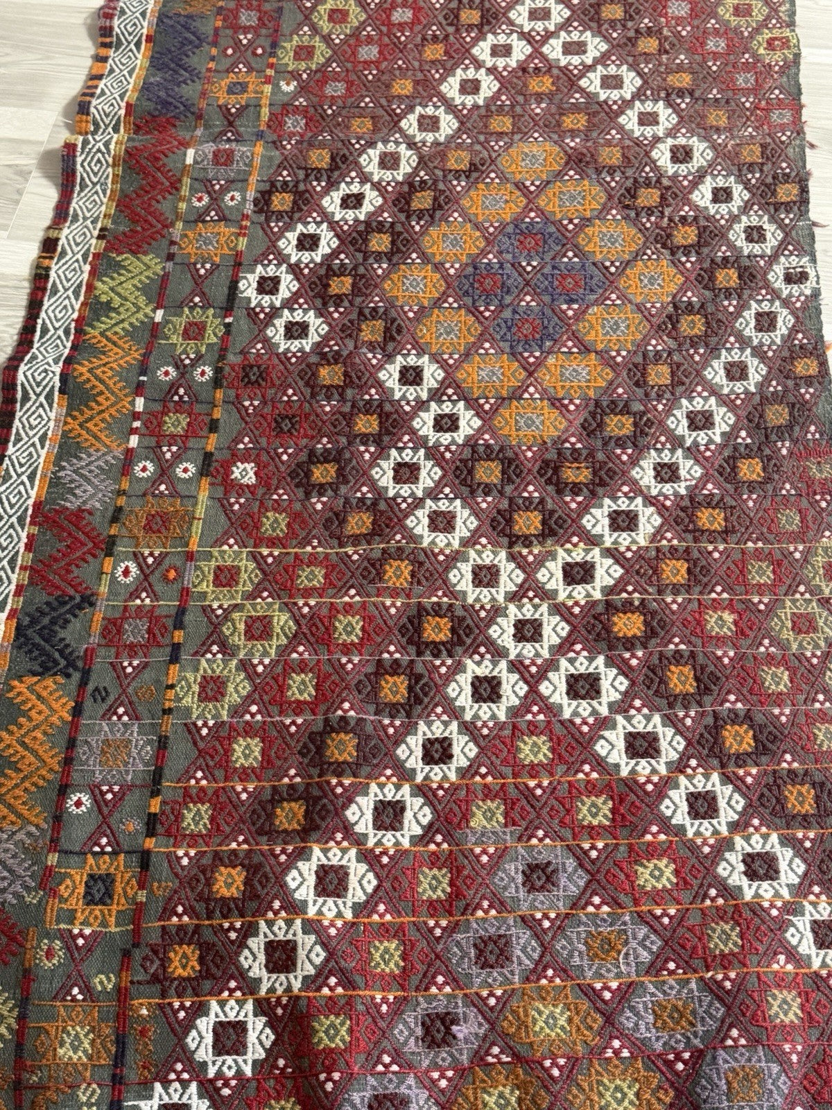 Antique Turkish Kilim Rugs 30” x 90” (x2) Hand Knotted Wool Rustic Boho Decor3
