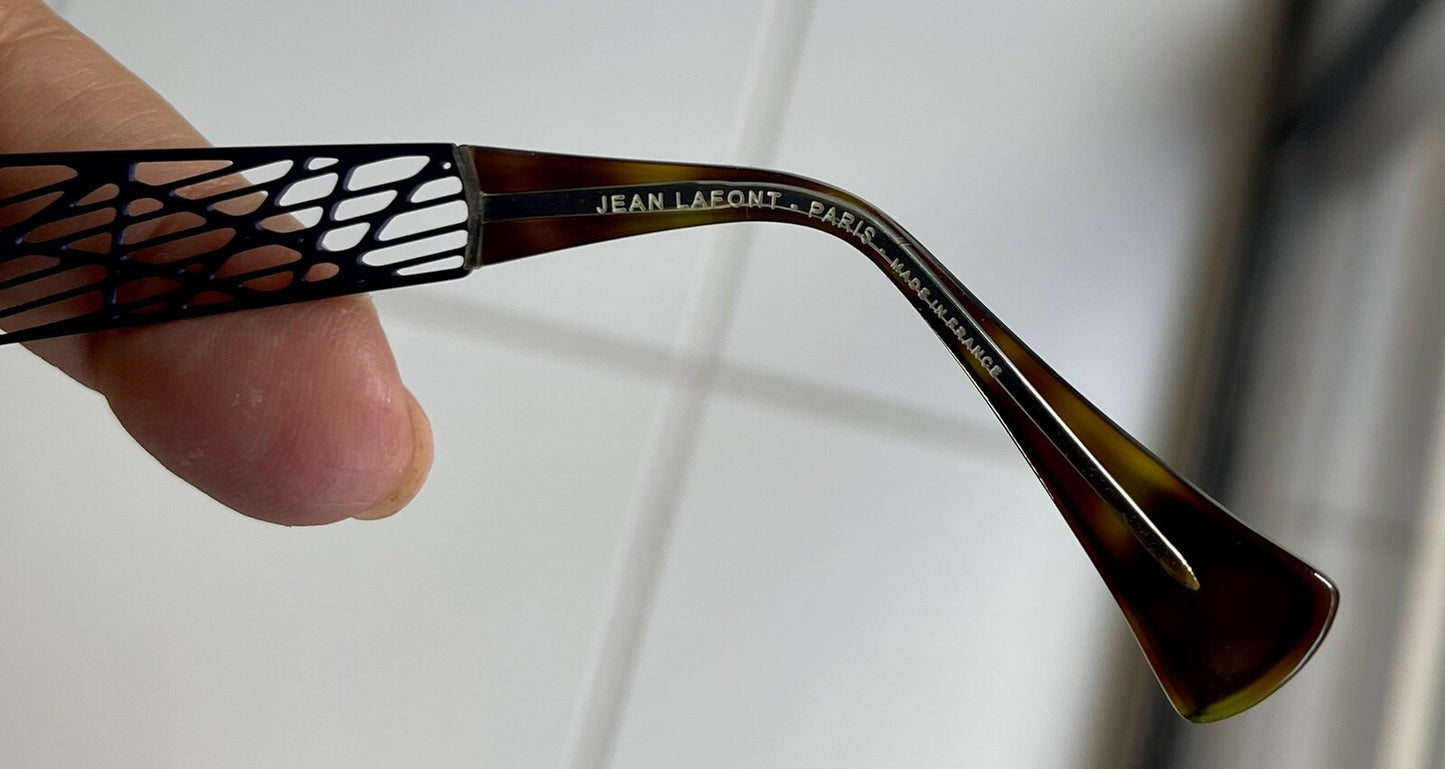 Jean Lafont Hallucinante Eyeglasses Frames Blue Pierced Metal Postmodern2