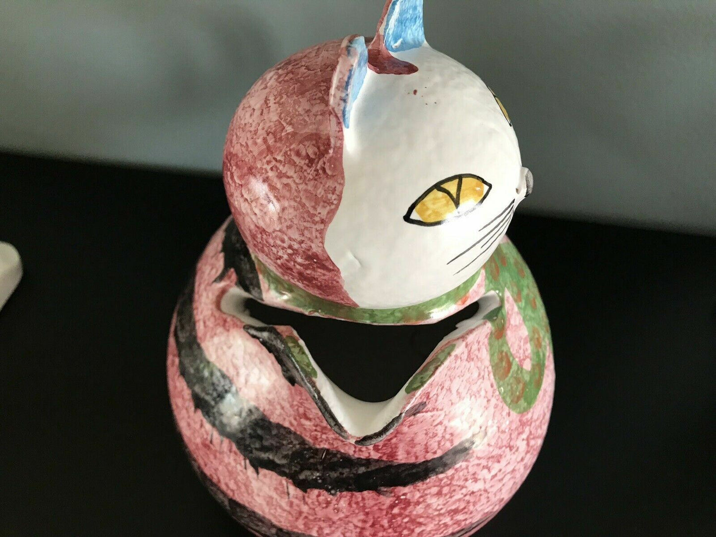 Mod Cat Ceramic Pitcher Handpainted MCM Italy 1960s 1970s Raymor Bitossi Vibes4