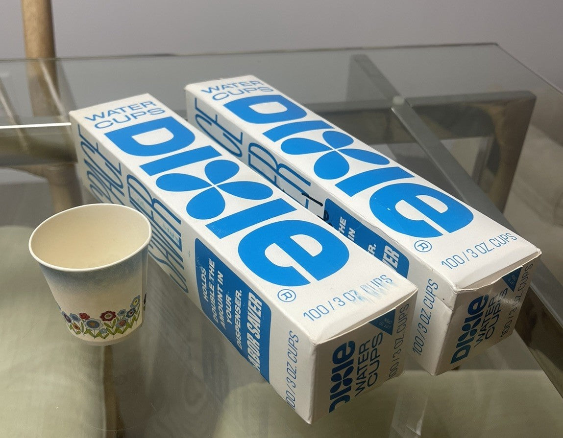 Vintage 70s 80s Dixie 3oz Bathroom Refill Cups Retro Floral Pattern 100 Count x20