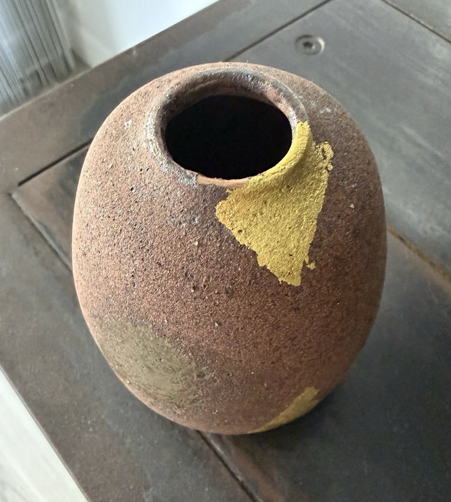60s 70s Era Kutani Yakiware Ceramic Art Pottery Vase Kitamura Takashi Ikebana 4”4