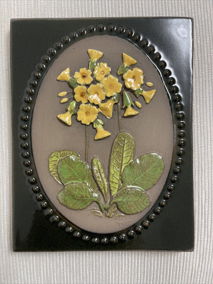 Aimo Nietosvuori 1970s JIE GANTOFTA Sweden Art Pottery Floral Wall Plaque Tiles3