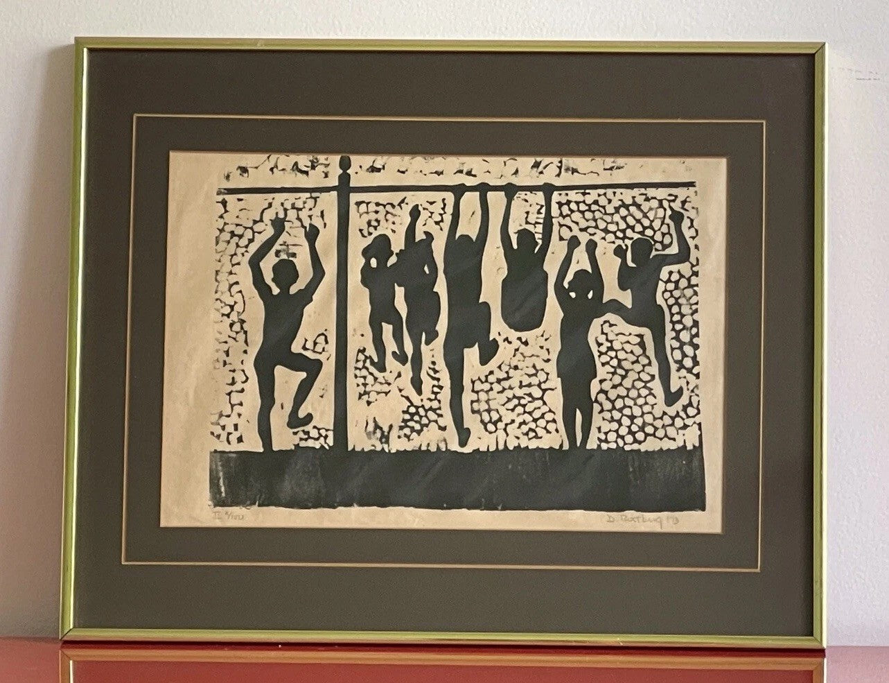 Signed Woodblock Print Modernist Urban 1973 Etching Engraving Retro Rittberg0