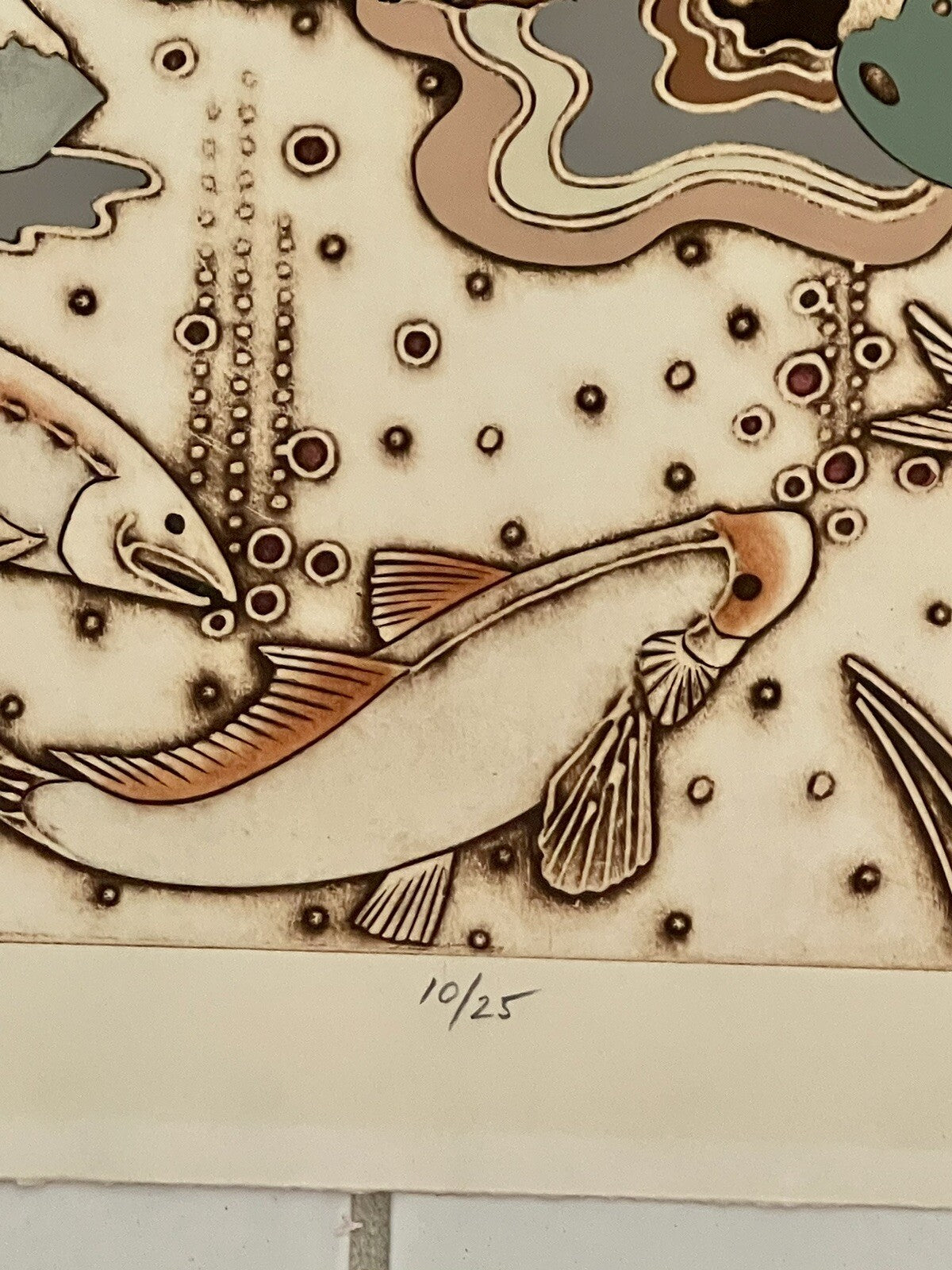 Sidney Schatzky Hand Colored Collagraph Limited Ed Art Unframed “Snow” 10/254