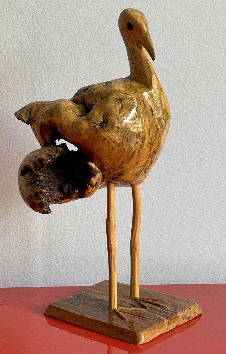 Folk Art 12” Burl Wood Sea Bird Sculpture Carved Organic Rustic Vintage Seagull0
