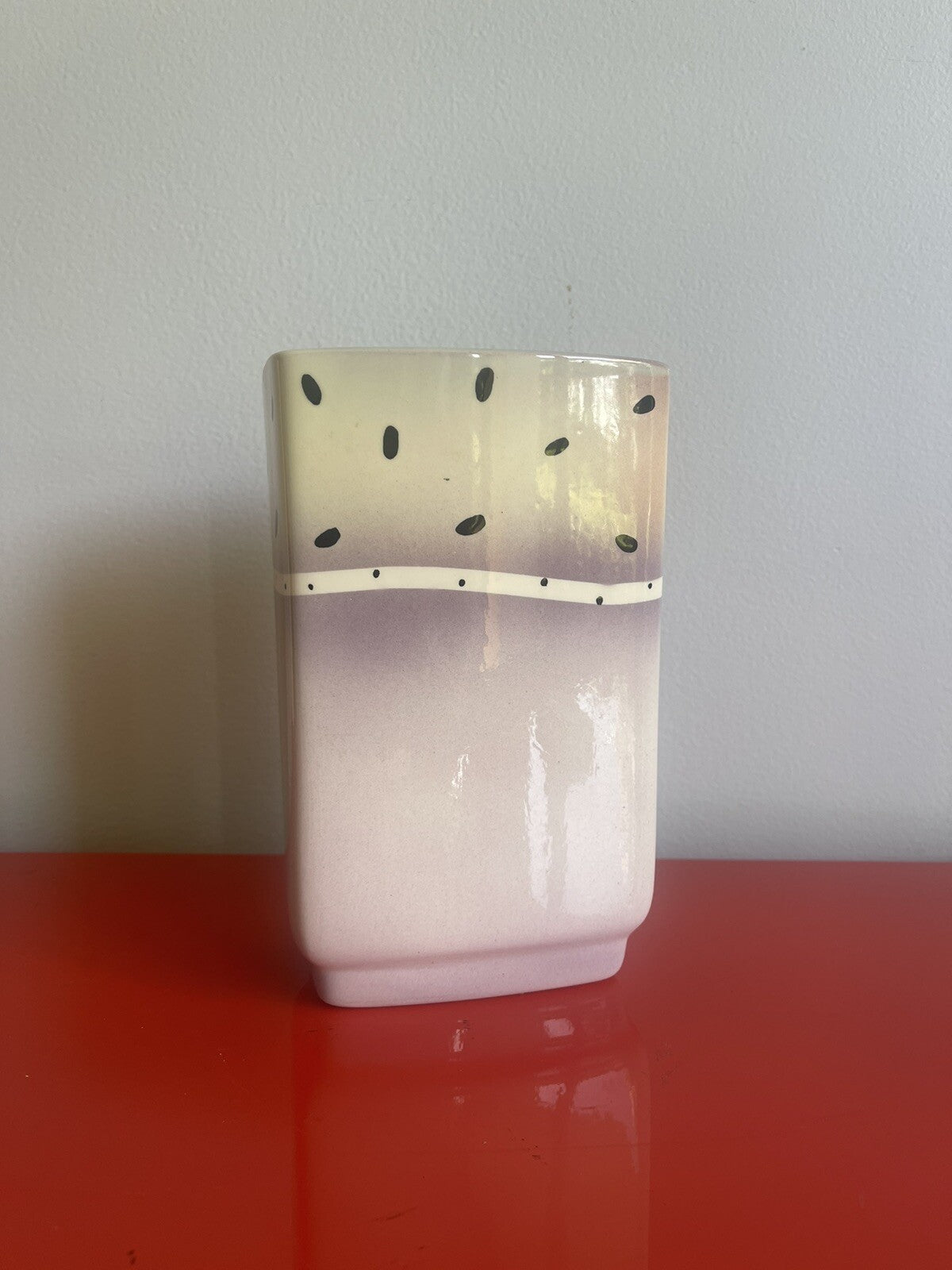 1986 Funky Postmodern HARRIS + STYLES Porcelain Studio Pottery Vase 8” Tall MOD0
