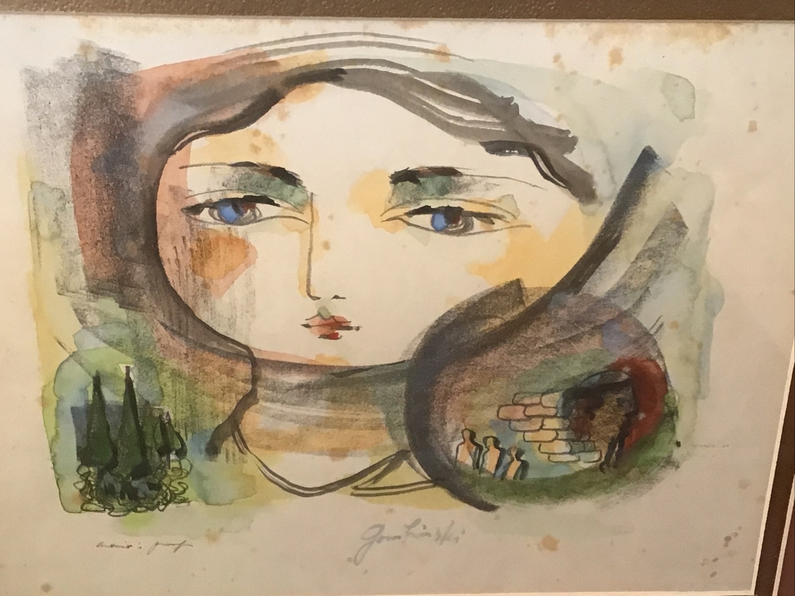 MCM Modernist Print Artist Proof Signed Linski MOD 60s 70s Era Lithograph1