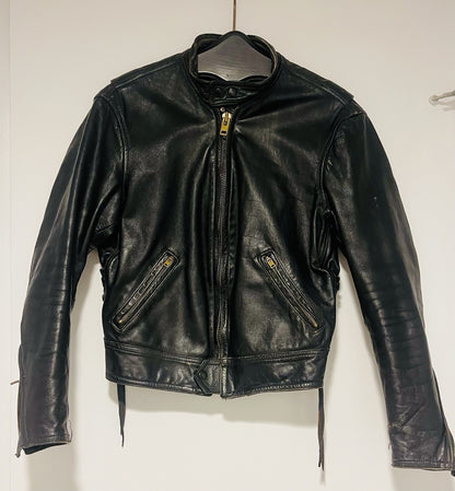 70s Cowhide Leather Cafe Racer Moto Biker Jacket sz 40 Iconic San Francisco CALI0