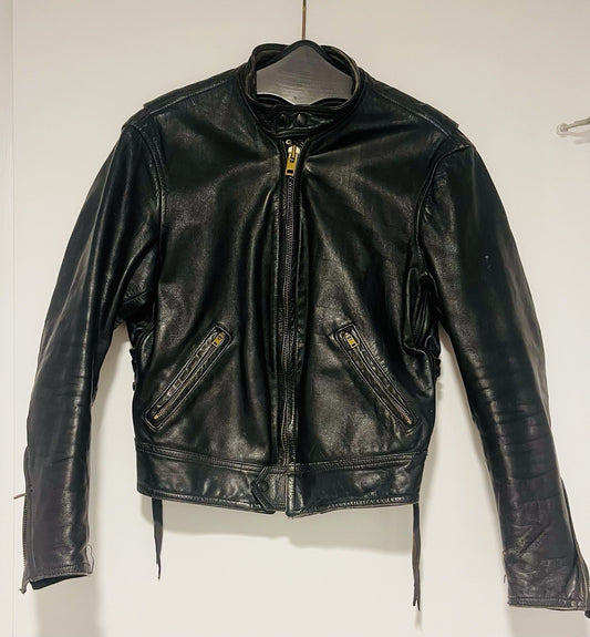 70s Cowhide Leather Cafe Racer Moto Biker Jacket sz 40 Iconic San Francisco CALI0