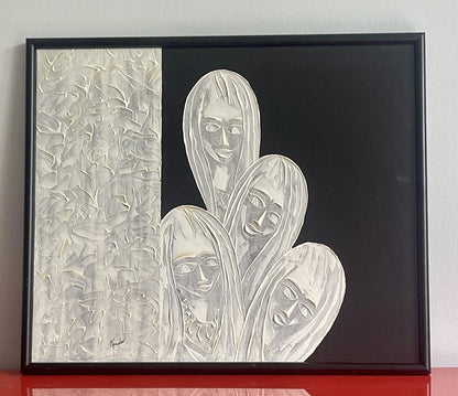Original 1970s Postmodern Abstract Art Painting w/ Impasto Signed WEIRD & EERIE0