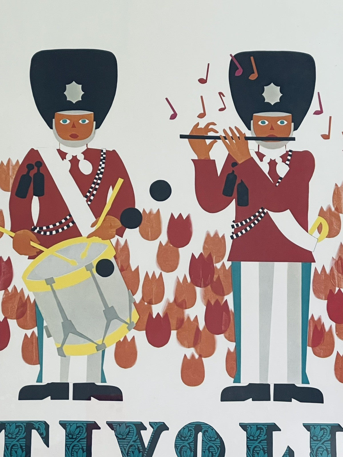 Tivoli Gardens Denmark Travel Poster 1965 SOLDIER GUARDS Flute & Drum Copenhagen1