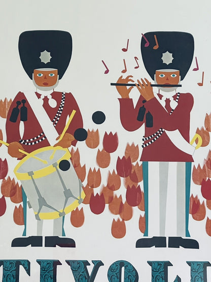 Tivoli Gardens Denmark Travel Poster 1965 SOLDIER GUARDS Flute & Drum Copenhagen1