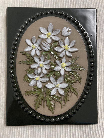 Aimo Nietosvuori 1970s JIE GANTOFTA Sweden Art Pottery Floral Wall Plaque Tiles1