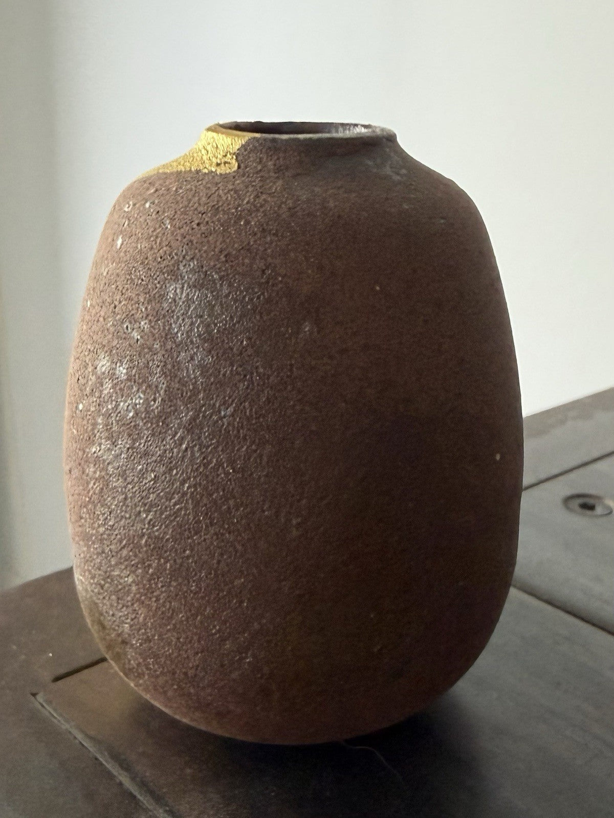 60s 70s Era Kutani Yakiware Ceramic Art Pottery Vase Kitamura Takashi Ikebana 4”1