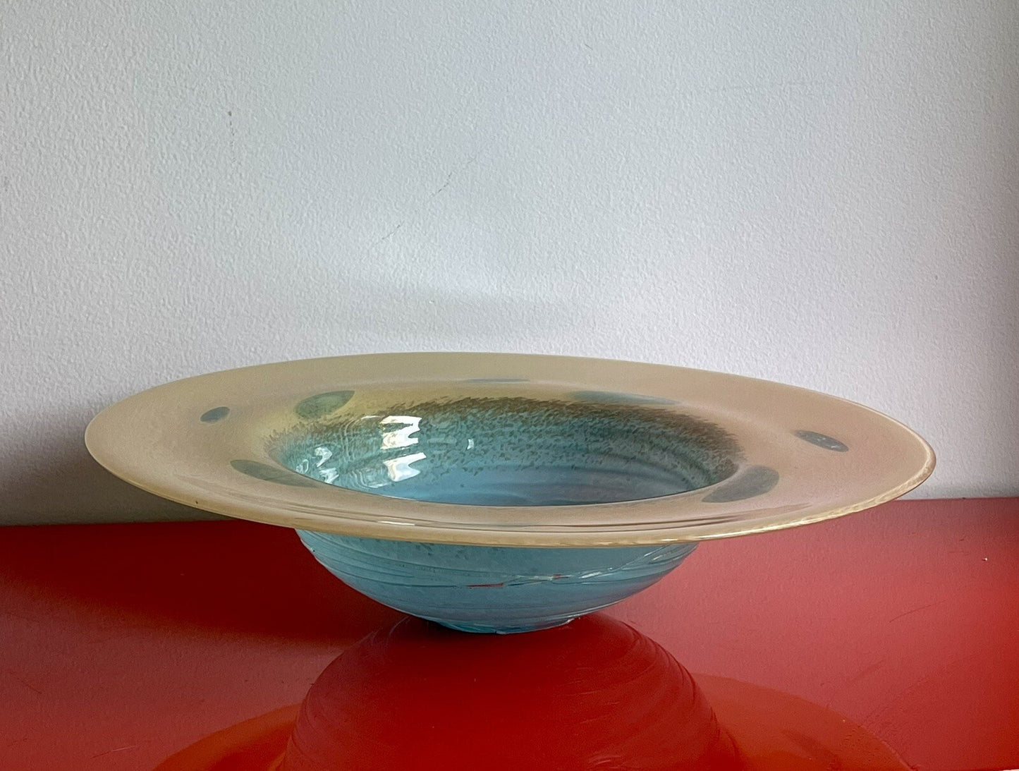 Vintage Venetian Murano Art Glass Centerpiece Bowl 17” Diameter FL Estate Find1
