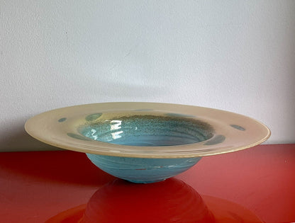 Vintage Venetian Murano Art Glass Centerpiece Bowl 17” Diameter FL Estate Find1