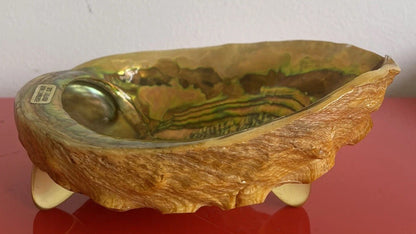 Souvenir Abalone Shell Trinket Dish Lucite Feet Fisherman’s Wharf CA 8” Glam MCM0