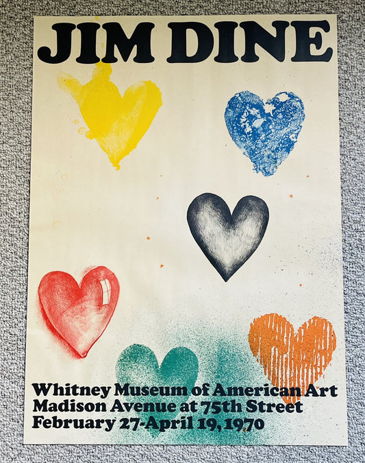 Jim Dine “Six Hearts” Limited Edition Litho Whitney Museum 1970 Pop Art Poster0