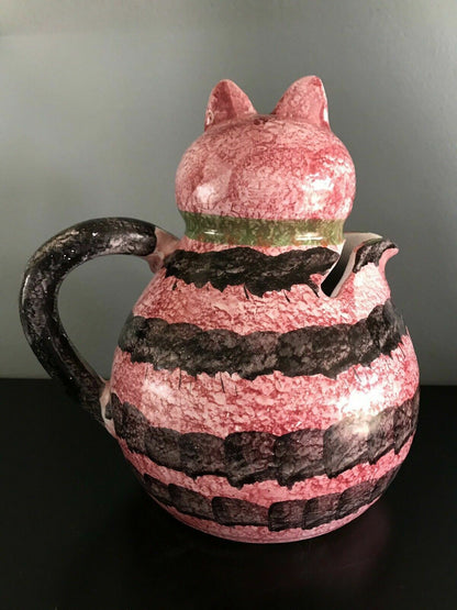 Mod Cat Ceramic Pitcher Handpainted MCM Italy 1960s 1970s Raymor Bitossi Vibes5