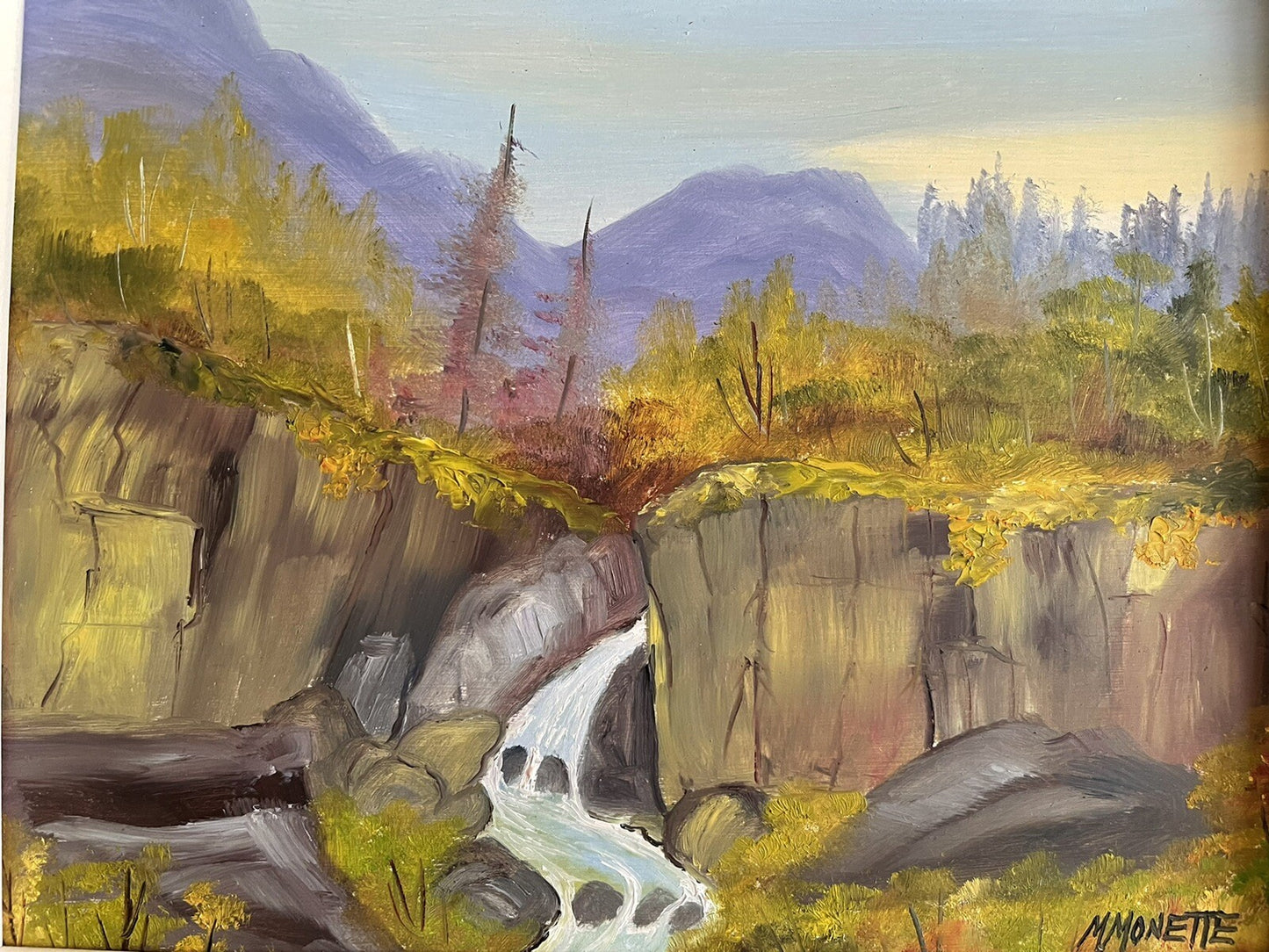MCM Canadian Landscape Plein Air Painting Signed MONETTE Modern Art1