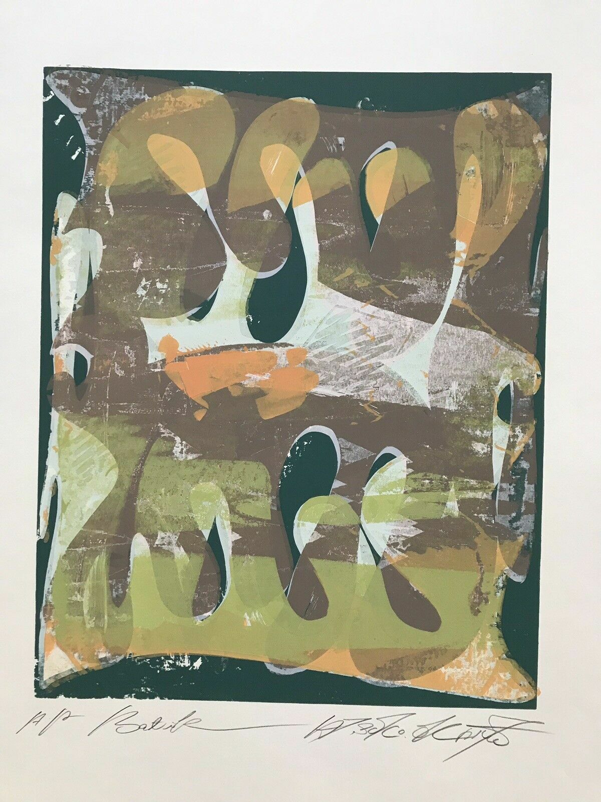 Postmodern ABSTRACT Serigraph Print Okamoto Contemporary Pop Art  21" x 31" Mod1
