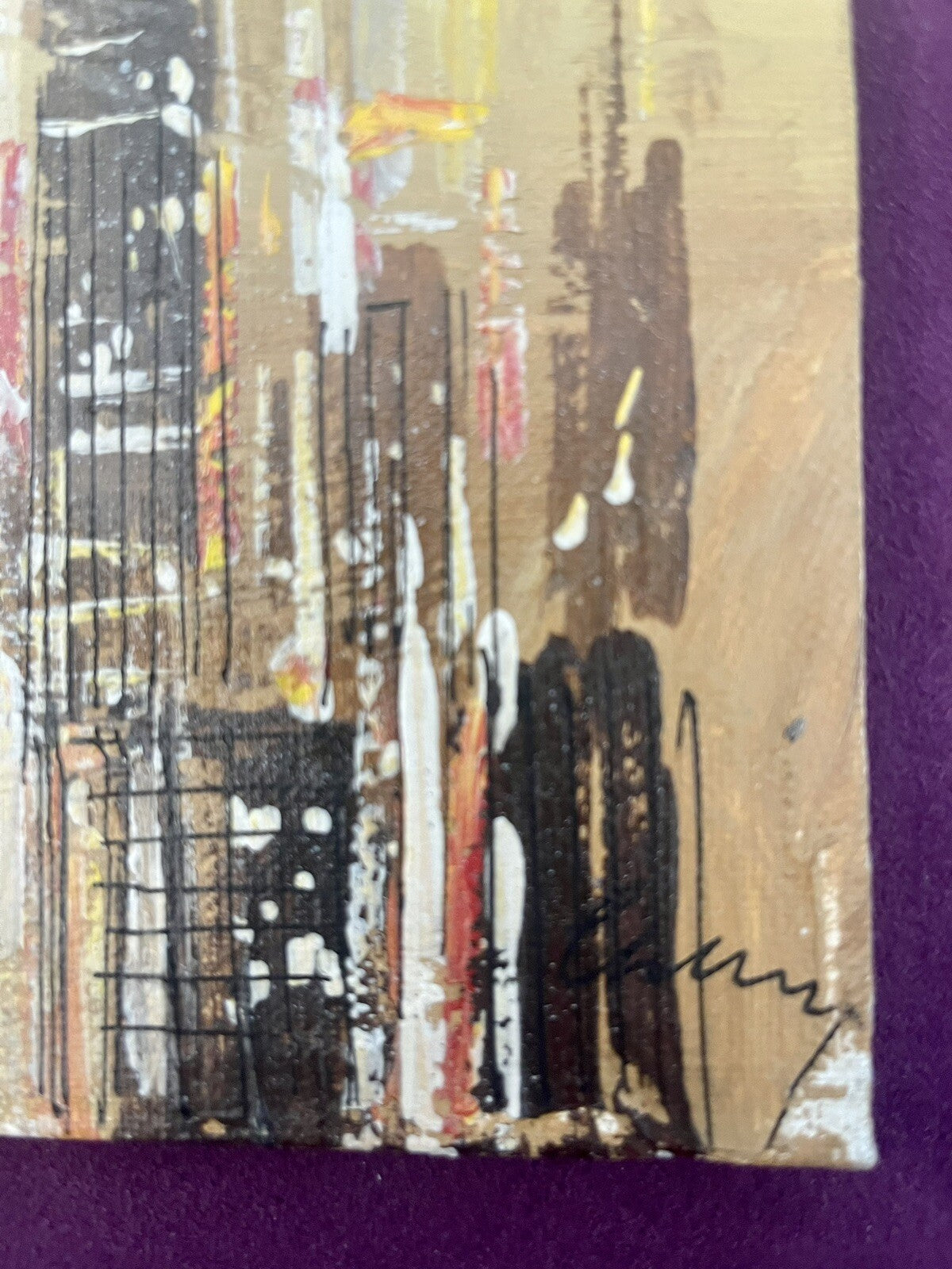 City Skyline Abstract Skyscrapers MCM Modernist Art Acrylic Painting Original1