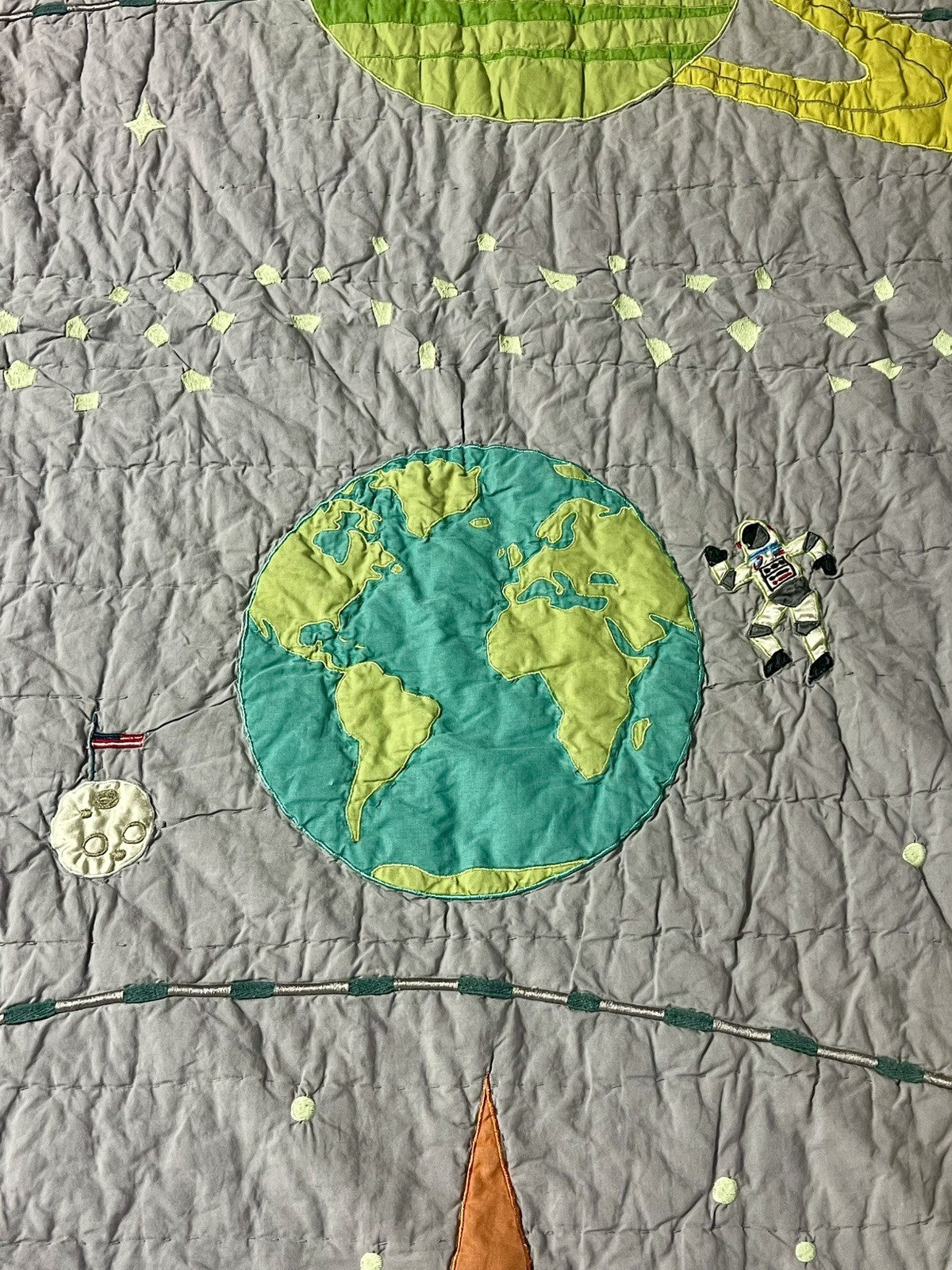Outer Space Planets TWIN SIZE Quilt Blanket Retired CB2 Crate & Barrel Excellent1