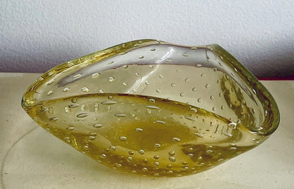 Bullicante 60s 70s Murano Italy Art Glass Controlled Bubble Trinket Dish 6” Mod0