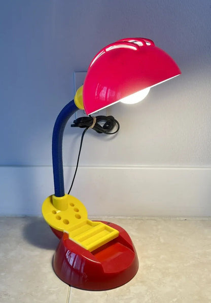 Sottsass Era Memphis Milano Gooseneck Desk Lamp Primary Colors Vtg 80s Organizer0