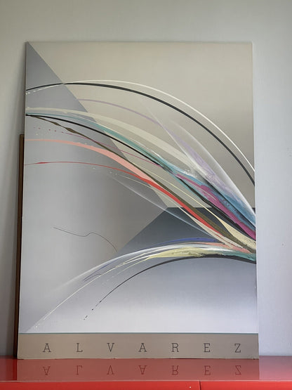 80s 90s Elba Alvarez Geometric Abstract 29” x 40” Gallery Exhibit Poster Postmod1