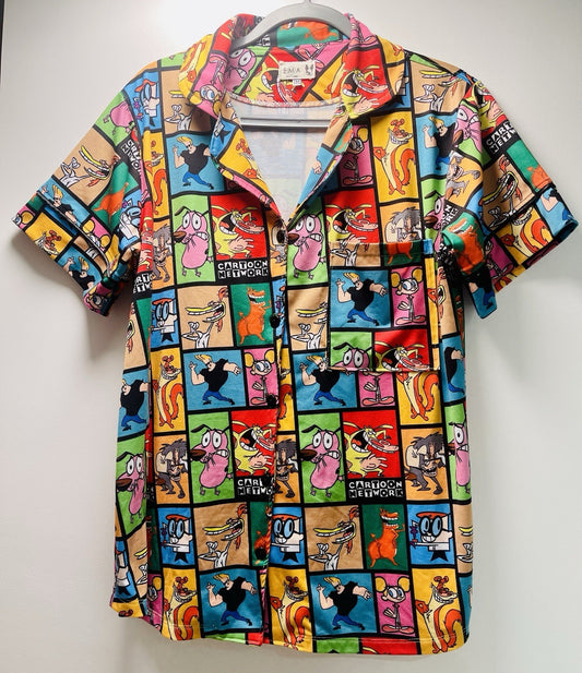 Cartoon Network Animation TV Characters Camp Shirt Size M 1990s Gen Z Iconic0