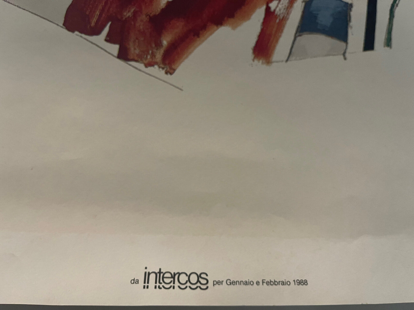 RARE Emilio Tadini 1988 Lithographic Pop Art 27 x 38 Promo Print Memphis Milano3