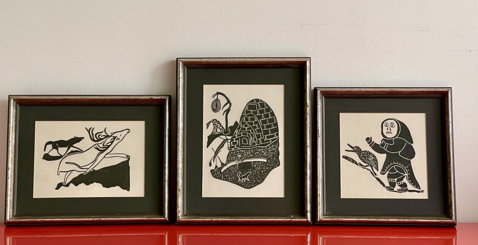 Inuit Stone Block Prints Vintage 1970s Napartuk Amituk Indigenous Art Canada0