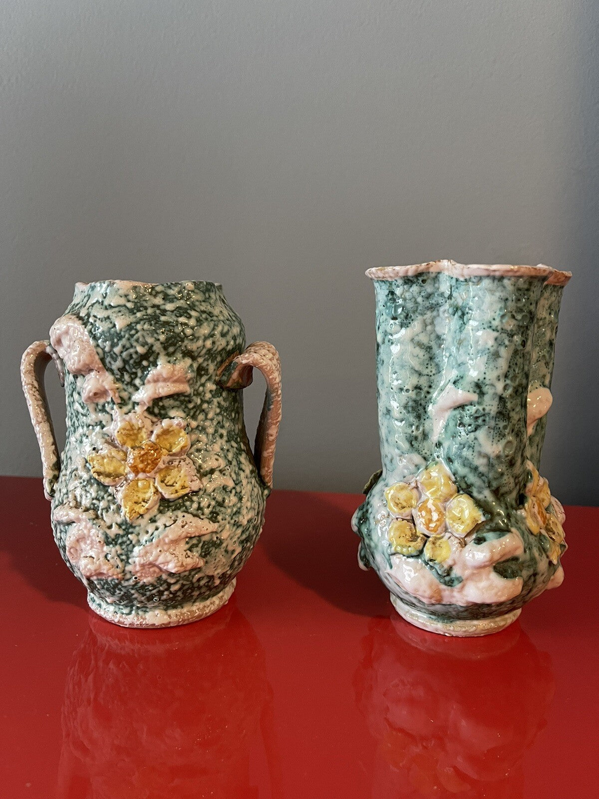 Fat Lava Glaze Vase Pair 1960s 70s Raymor Fratelli Fanciullacci MCM Retro Italy0