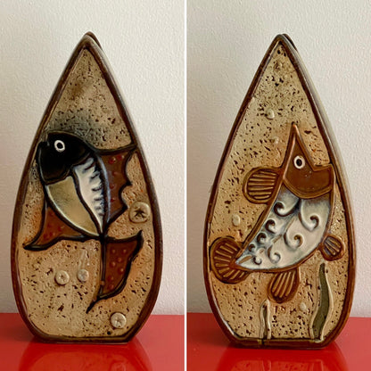 Modernist FISH DESIGN Double Sided 12” Studio Art Pottery Ceramic Vase Denmark?0