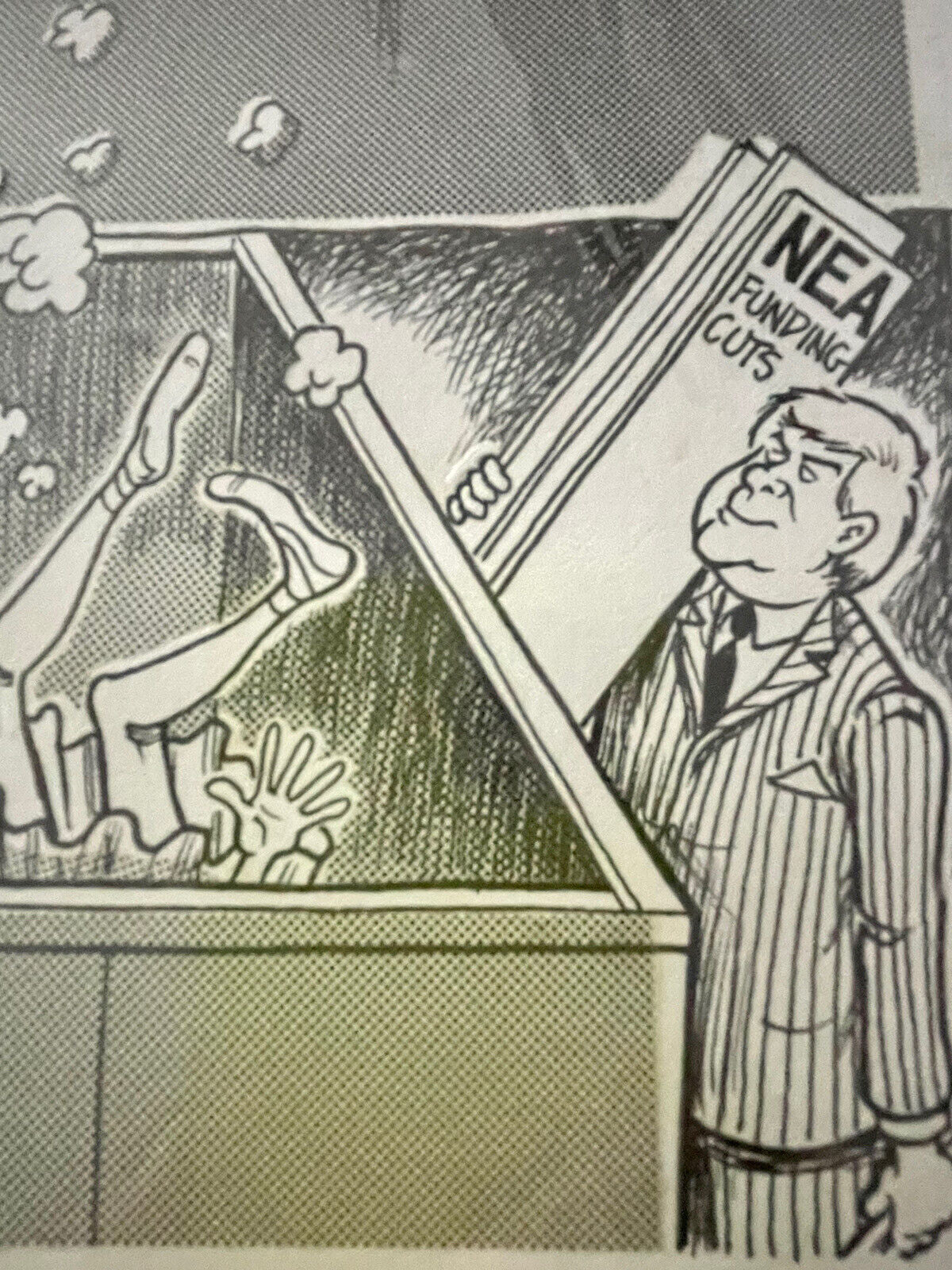 Orig Political Comic Strip Cartoon Art Seattle Post NEA Cuts ‘95 Steve Greenberg3