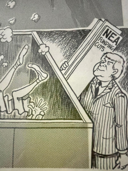 Orig Political Comic Strip Cartoon Art Seattle Post NEA Cuts ‘95 Steve Greenberg3