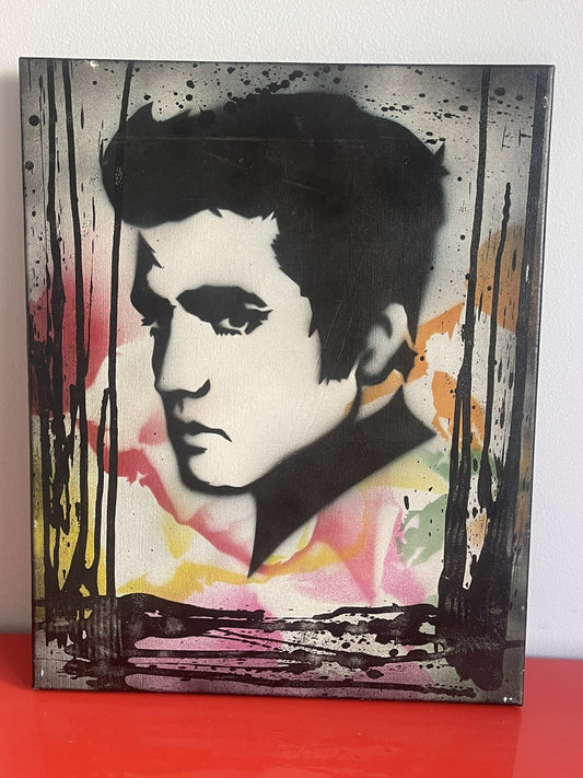 Original NYC Graffiti Stencil Art Canvas Vintage Retro 80s 90s Elvis Presley0