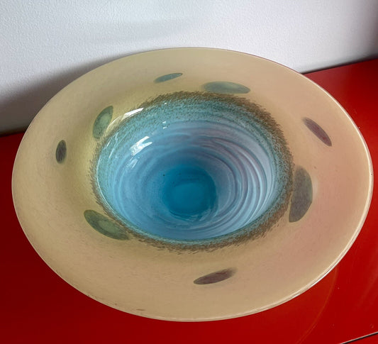 Vintage Venetian Murano Art Glass Centerpiece Bowl 17” Diameter FL Estate Find0