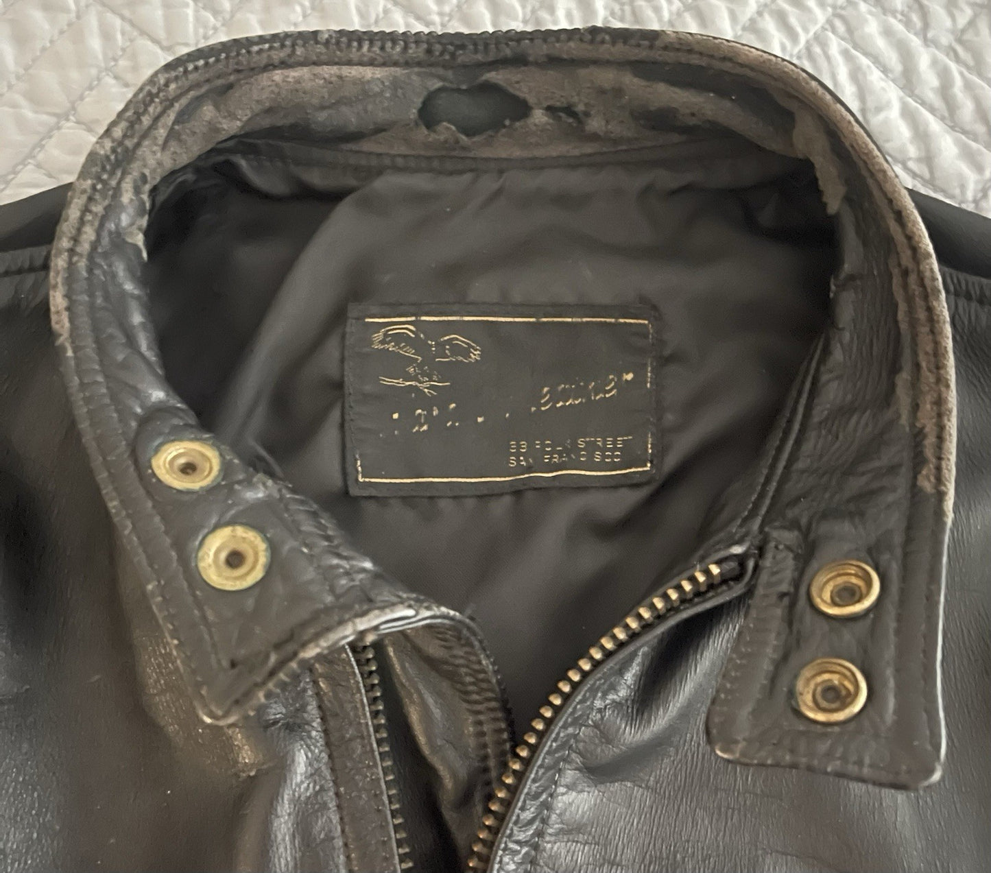 70s Cowhide Leather Cafe Racer Moto Biker Jacket sz 40 Iconic San Francisco CALI2
