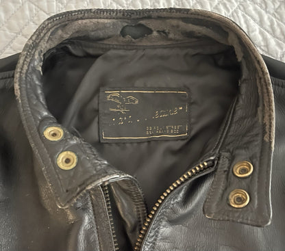 70s Cowhide Leather Cafe Racer Moto Biker Jacket sz 40 Iconic San Francisco CALI2