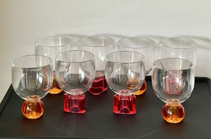 8 Postmodern 80s 90s 00s Era Plastic Goblets w/ Geometric Bases for Water Wine0
