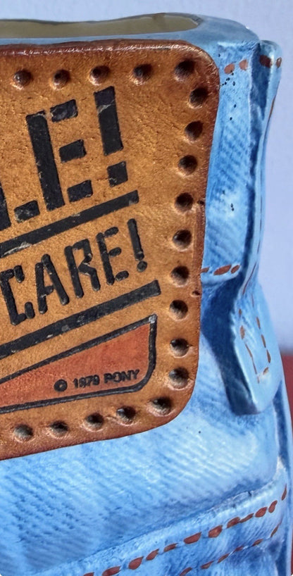 1979 Ceramic Denim Jeans Planter Vase Funky Hand Painted Hyperrealism Pop Art5
