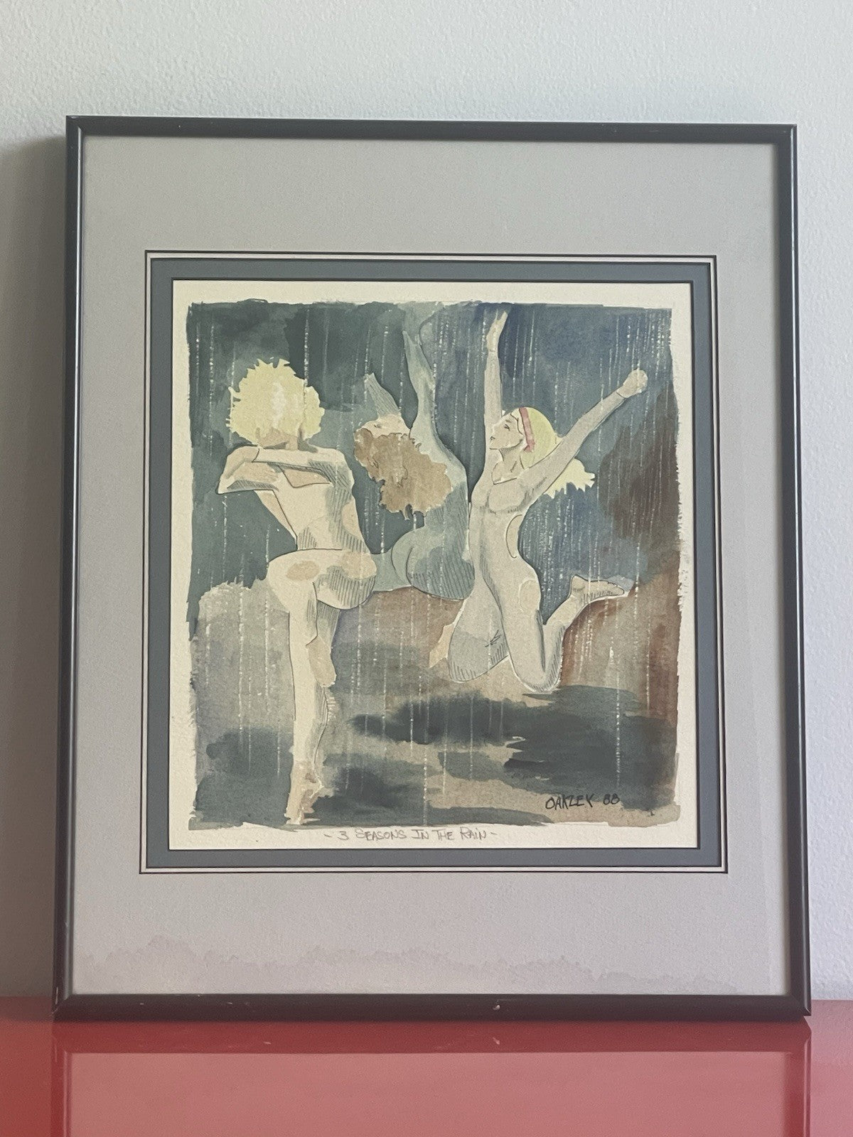1988 Fine Art Original Watercolor Painting 3 Seasons In The Rain Signed Oakley1